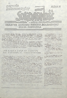 Biuletyn NSZZ "Solidarność" Ziemia Radomska, 1991, nr 58