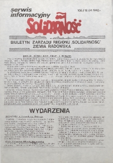 Biuletyn NSZZ "Solidarność" Ziemia Radomska, 1992, nr 108