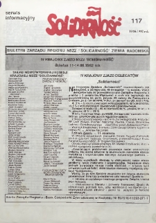 Biuletyn NSZZ "Solidarność" Ziemia Radomska, 1992, nr 117