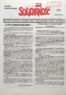 Biuletyn NSZZ "Solidarność" Ziemia Radomska, 1993, nr 171