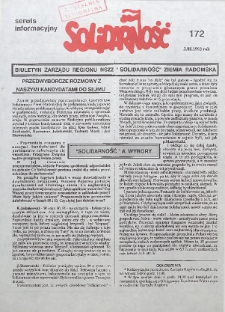 Biuletyn NSZZ "Solidarność" Ziemia Radomska, 1993, nr 172