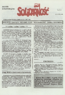 Biuletyn NSZZ "Solidarność" Ziemia Radomska, 1992, nr 138
