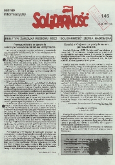Biuletyn NSZZ "Solidarność" Ziemia Radomska, 1993, nr 146