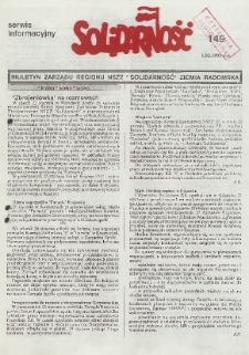 Biuletyn NSZZ "Solidarność" Ziemia Radomska, 1993, nr 149