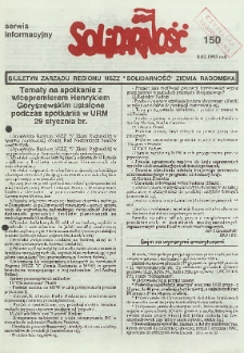 Biuletyn NSZZ "Solidarność" Ziemia Radomska, 1993, nr 150