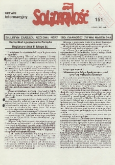 Biuletyn NSZZ "Solidarność" Ziemia Radomska, 1993, nr 151