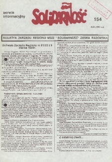 Biuletyn NSZZ "Solidarność" Ziemia Radomska, 1993, nr 154