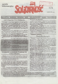 Biuletyn NSZZ "Solidarność" Ziemia Radomska, 1993, nr 174