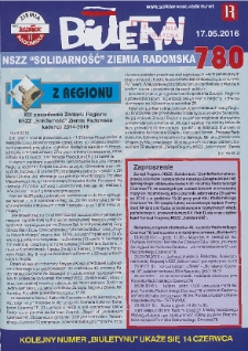 Biuletyn NSZZ "Solidarność" Ziemia Radomska, 2016, nr 780