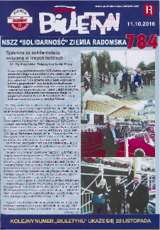 Biuletyn NSZZ "Solidarność" Ziemia Radomska, 2016, nr 784