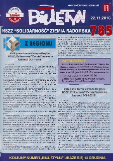 Biuletyn NSZZ "Solidarność" Ziemia Radomska, 2016, nr 785