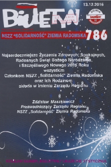 Biuletyn NSZZ "Solidarność" Ziemia Radomska, 2016, nr 786