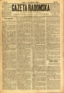 Gazeta Radomska, 1890, R. 7, nr 33