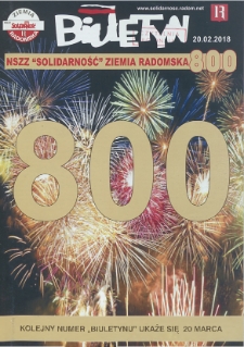 Biuletyn NSZZ "Solidarność" Ziemia Radomska, 2018, nr 800