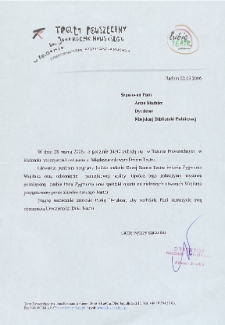 [Zaproszenie dla Anny Skubisz na Międzynarodowy Dzień Teatru] / Teatr Powszechny im. Jana Kochanowskiego w Radomiu