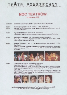 Noc Teatrów : 12 czerwca 2009 / Teatr Powszechny im. Jana Kochanowskiego w Radomiu