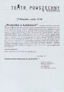 Miro Gavran &bdquo;Wszystko o kobietach&rdquo; / Teatr Powszechny im. Jana Kochanowskiego w Radomiu