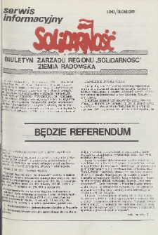 Biuletyn NSZZ "Solidarność" Ziemia Radomska, 1992, nr 100
