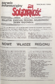 Biuletyn NSZZ "Solidarność" Ziemia Radomska, 1992, nr 103