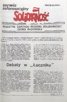 Biuletyn NSZZ "Solidarność" Ziemia Radomska, 1992, nr 105