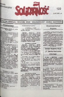 Biuletyn NSZZ "Solidarność" Ziemia Radomska, 1992, nr 122