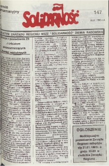 Biuletyn NSZZ "Solidarność" Ziemia Radomska, 1993, nr 147