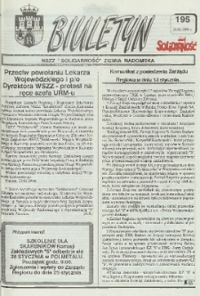 Biuletyn NSZZ "Solidarność" Ziemia Radomska, 1994, nr 195
