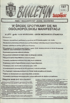Biuletyn NSZZ "Solidarność" Ziemia Radomska, 1994, nr 197