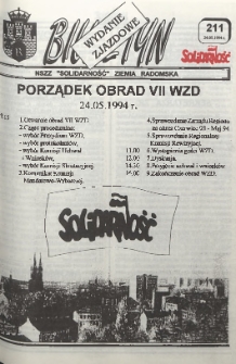 Biuletyn NSZZ "Solidarność" Ziemia Radomska, 1994, nr 211