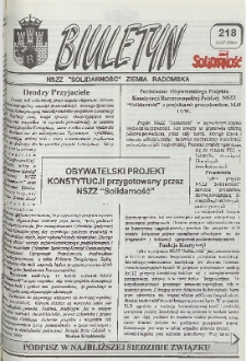 Biuletyn NSZZ "Solidarność" Ziemia Radomska, 1994, nr 218