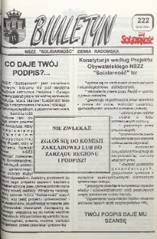 Biuletyn NSZZ "Solidarność" Ziemia Radomska, 1994, nr 222