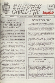 Biuletyn NSZZ "Solidarność" Ziemia Radomska, 1995, nr 258