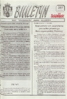 Biuletyn NSZZ "Solidarność" Ziemia Radomska, 1996, nr 287