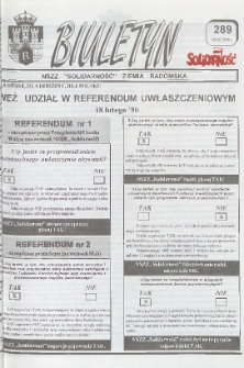 Biuletyn NSZZ "Solidarność" Ziemia Radomska, 1996, nr 289