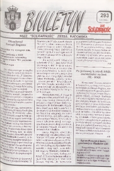 Biuletyn NSZZ "Solidarność" Ziemia Radomska, 1996, nr 293