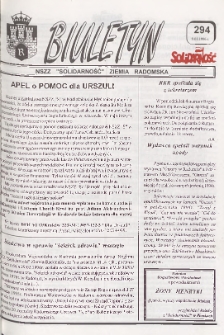 Biuletyn NSZZ "Solidarność" Ziemia Radomska, 1996, nr 294