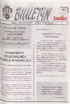 Biuletyn NSZZ "Solidarność" Ziemia Radomska, 1996, nr 301