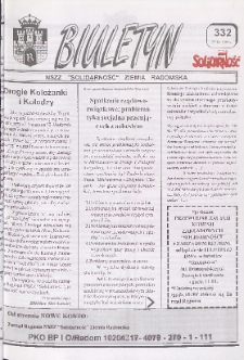 Biuletyn NSZZ "Solidarność" Ziemia Radomska, 1996, nr 332