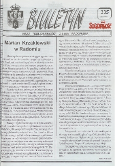 Biuletyn NSZZ "Solidarność" Ziemia Radomska, 1997, nr 335