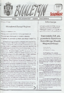 Biuletyn NSZZ "Solidarność" Ziemia Radomska, 1997, nr 337