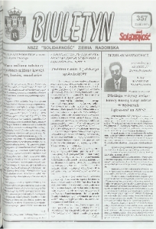 Biuletyn NSZZ "Solidarność" Ziemia Radomska, 1997, nr 357