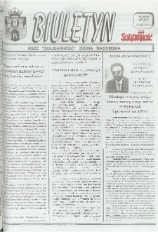 Biuletyn NSZZ "Solidarność" Ziemia Radomska, 1997, nr 357
