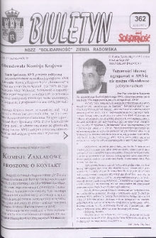 Biuletyn NSZZ "Solidarność" Ziemia Radomska, 1997, nr 362