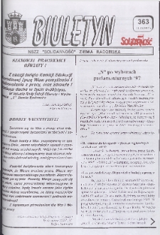 Biuletyn NSZZ "Solidarność" Ziemia Radomska, 1997, nr 363