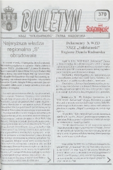 Biuletyn NSZZ "Solidarność" Ziemia Radomska, 1997, nr 370