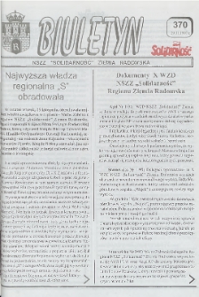 Biuletyn NSZZ "Solidarność" Ziemia Radomska, 1997, nr 370