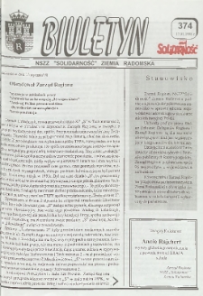 Biuletyn NSZZ "Solidarność" Ziemia Radomska, 1998, nr 374