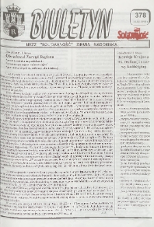 Biuletyn NSZZ "Solidarność" Ziemia Radomska, 1998, nr 378