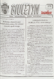 Biuletyn NSZZ "Solidarność" Ziemia Radomska, 1998, nr 379