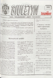 Biuletyn NSZZ "Solidarność" Ziemia Radomska, 1998, nr 382